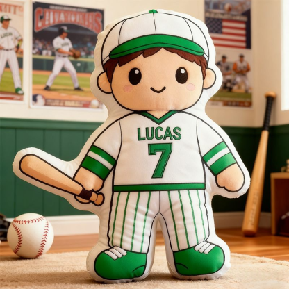Personalized Baseball Player Christmas Pillows, With Customizable Names And Jersey Numbers.