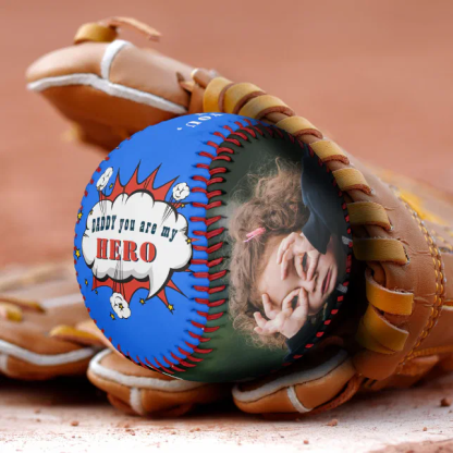 Daddy Hero Superhero Dad Father`s Day Photo Baseb Baseball