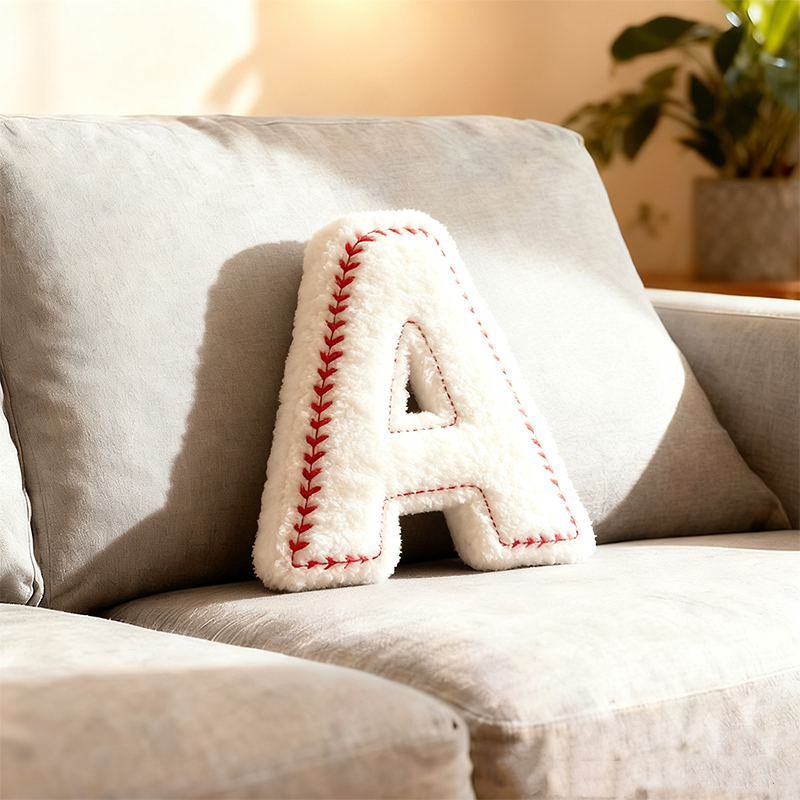 Personalized Baseball-Themed Letter-Print Plush Pillow – A Christmas Gift For Baseball Fans.
