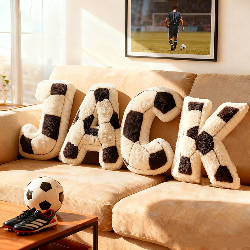 Personalized Football-Themed Initials Pillow - The Perfect Christmas Gift For Football Fans.
