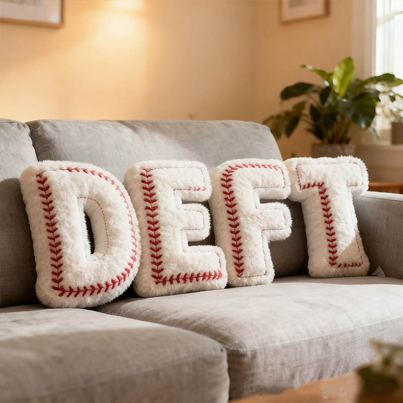 Personalized Baseball-Themed Letter-Print Plush Pillow – A Christmas Gift For Baseball Fans.