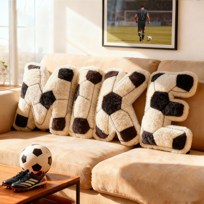 Personalized Football-Themed Initials Pillow - The Perfect Christmas Gift For Football Fans.
