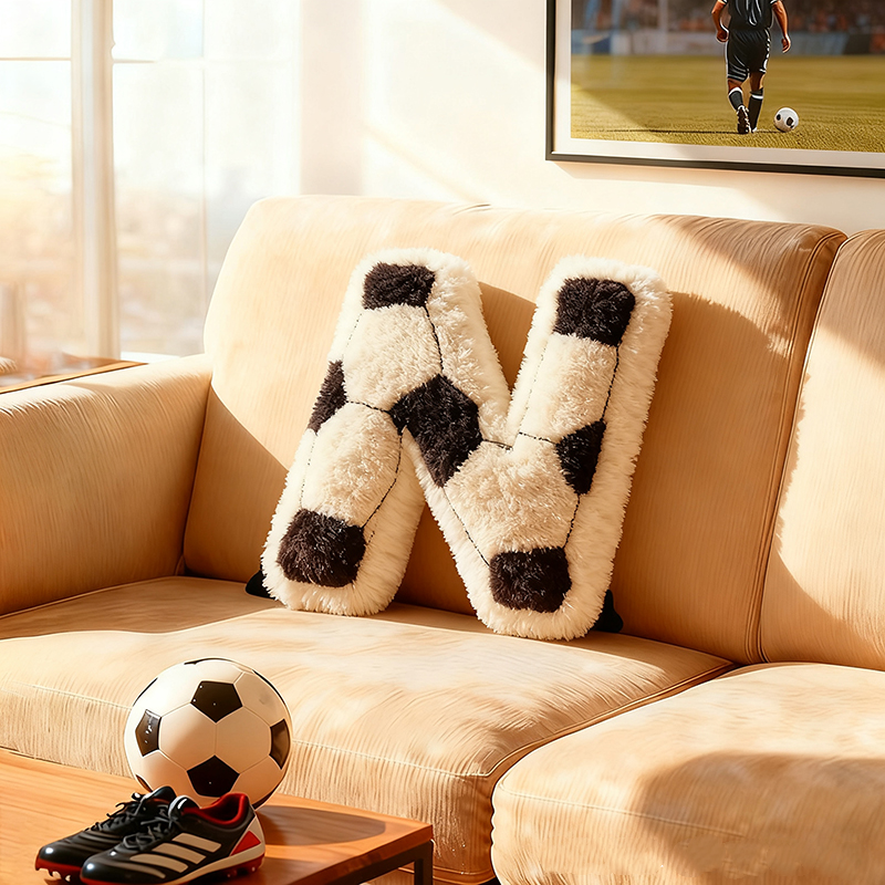 Personalized Football-Themed Initials Pillow - The Perfect Christmas Gift For Football Fans.