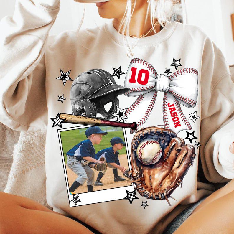 Custom Baseball Moment Sports T-Shirts With Photo, Name And Number