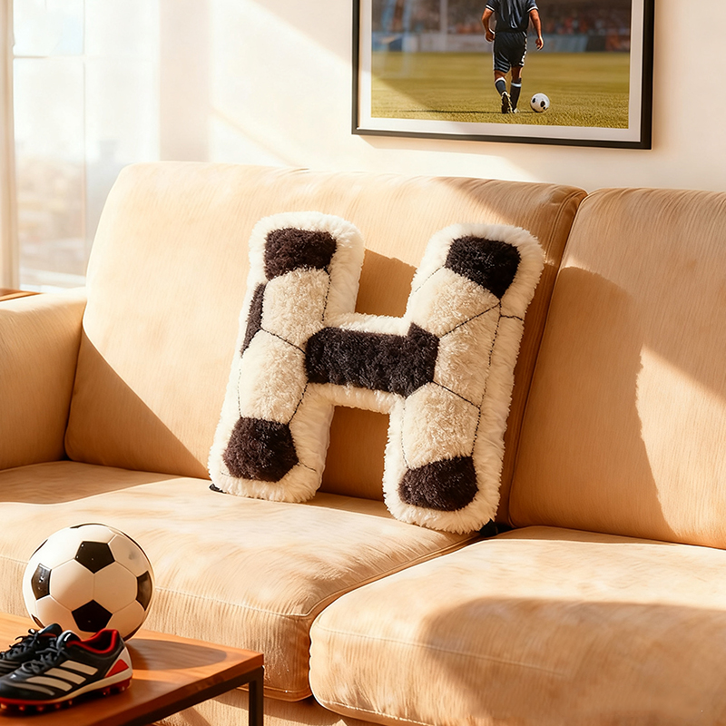 Personalized Football-Themed Initials Pillow - The Perfect Christmas Gift For Football Fans.