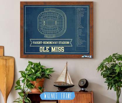 Vaught-Hemingway Vintage Stadium & Blueprint Art Print