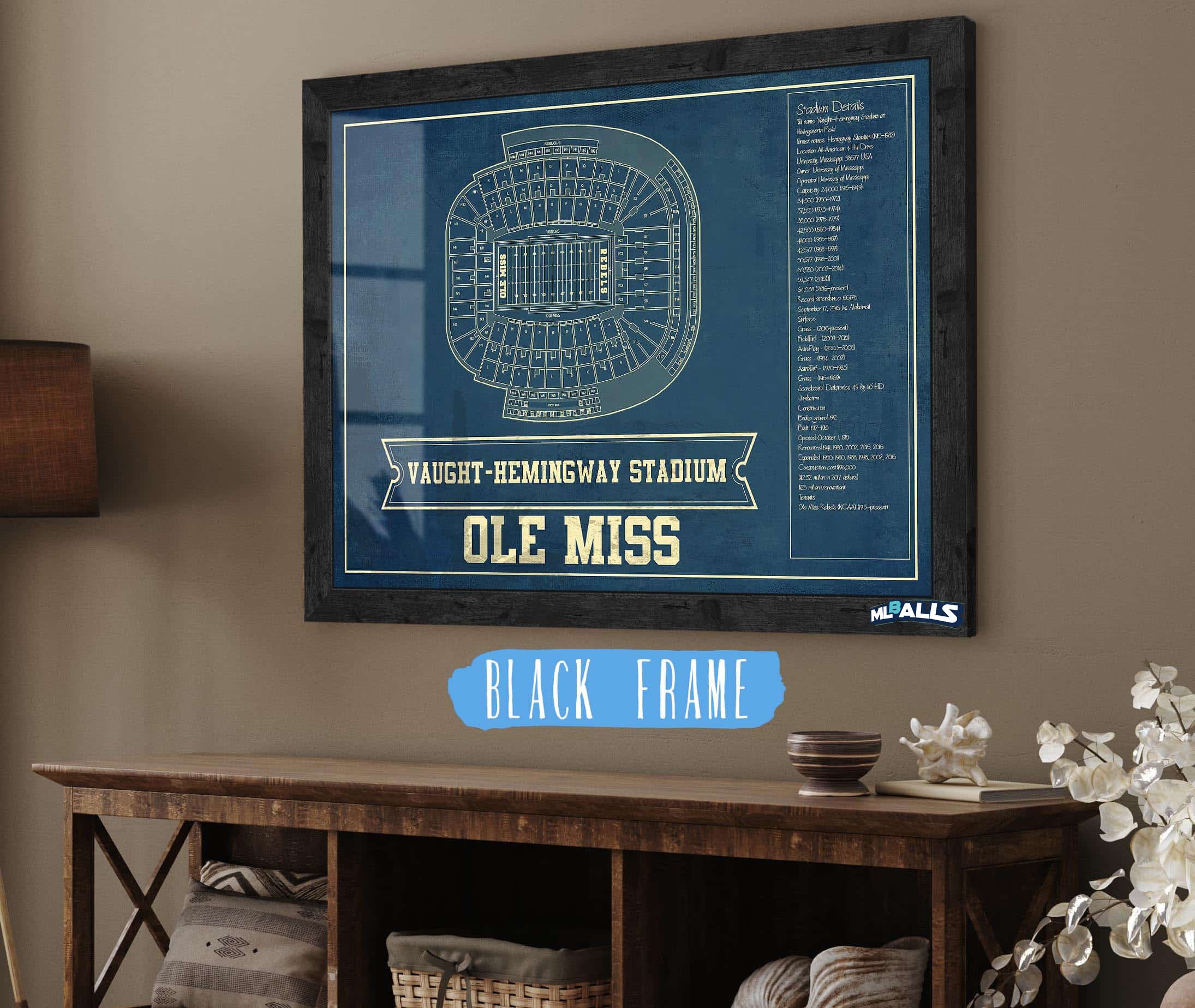 Vaught-Hemingway Vintage Stadium & Blueprint Art Print