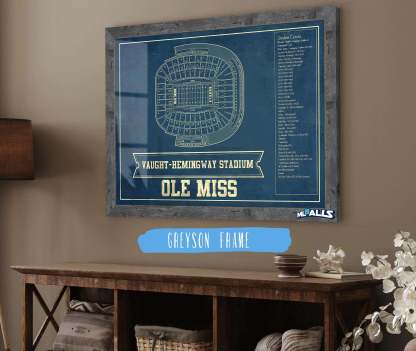 Vaught-Hemingway Vintage Stadium & Blueprint Art Print