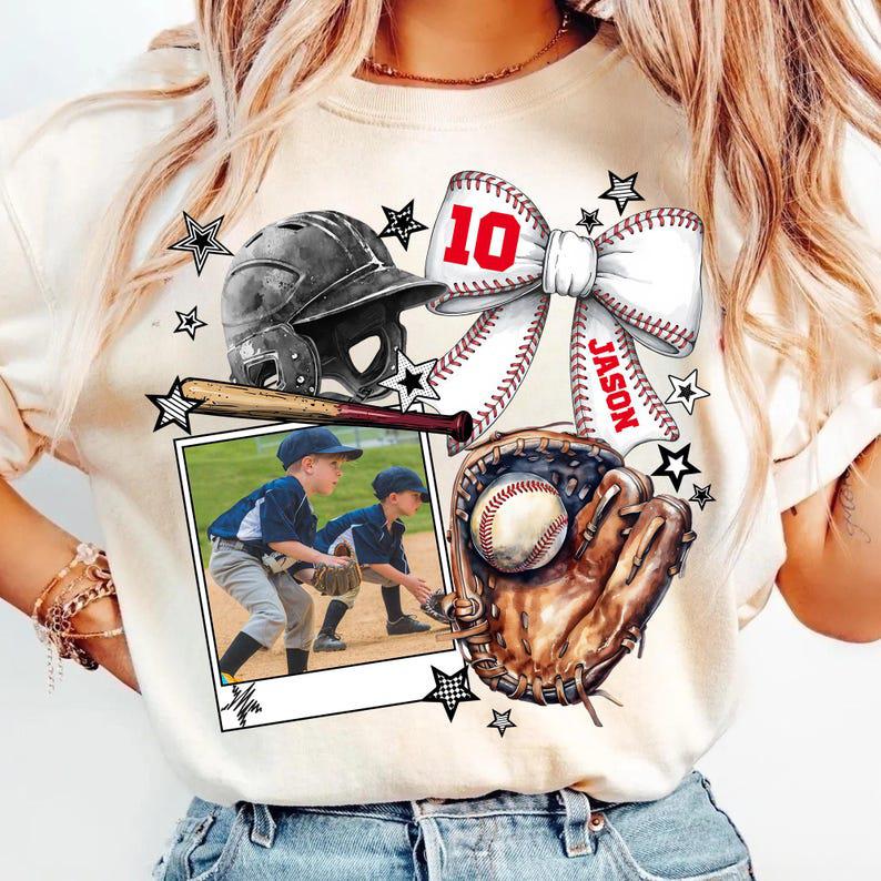 Custom Baseball Moment Sports T-Shirts With Photo, Name And Number