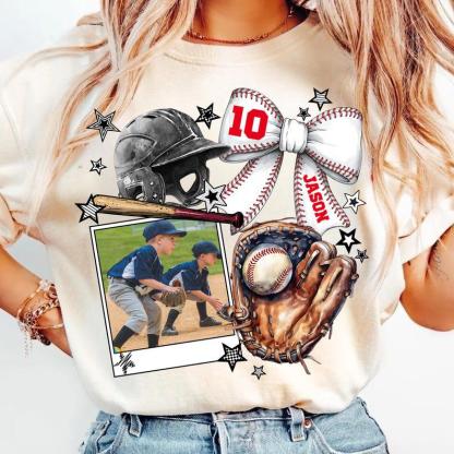 Custom Baseball Moment Sports T-Shirts With Photo, Name And Number