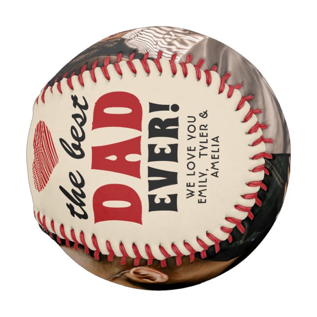 Best Dad Ever Red Heart Father`s Day 2 Photo Baseball