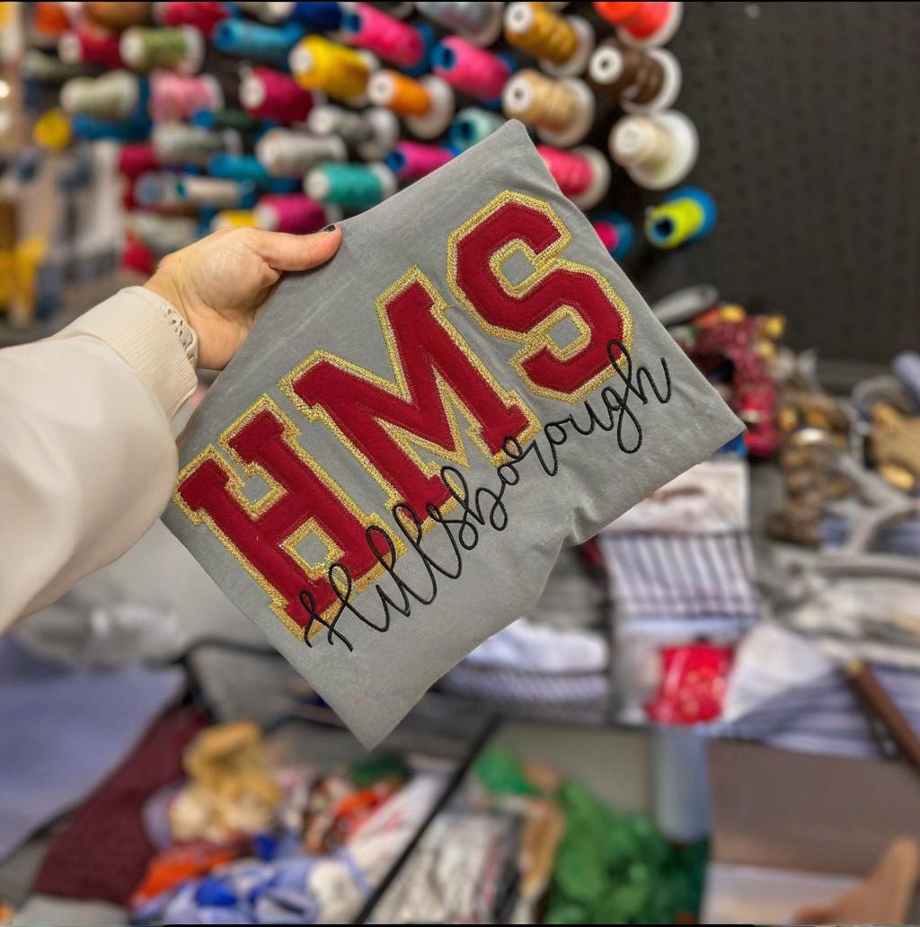 Customized Glitter Campus Team Lettering Embroidered Sweatshirt