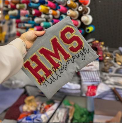 Customized Glitter Campus Team Lettering Embroidered Sweatshirt