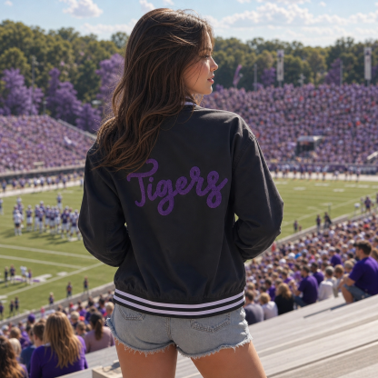 Custom Back Chenille Team Mascot Name Embroidered Jacket-Game Day Style