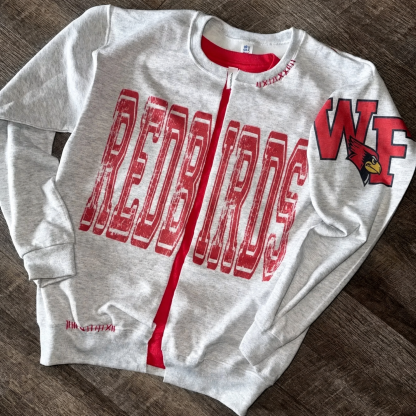 Custom Vintage Varsity Team Name Personalized Cross Stitch Details Text Split Sweatshirt