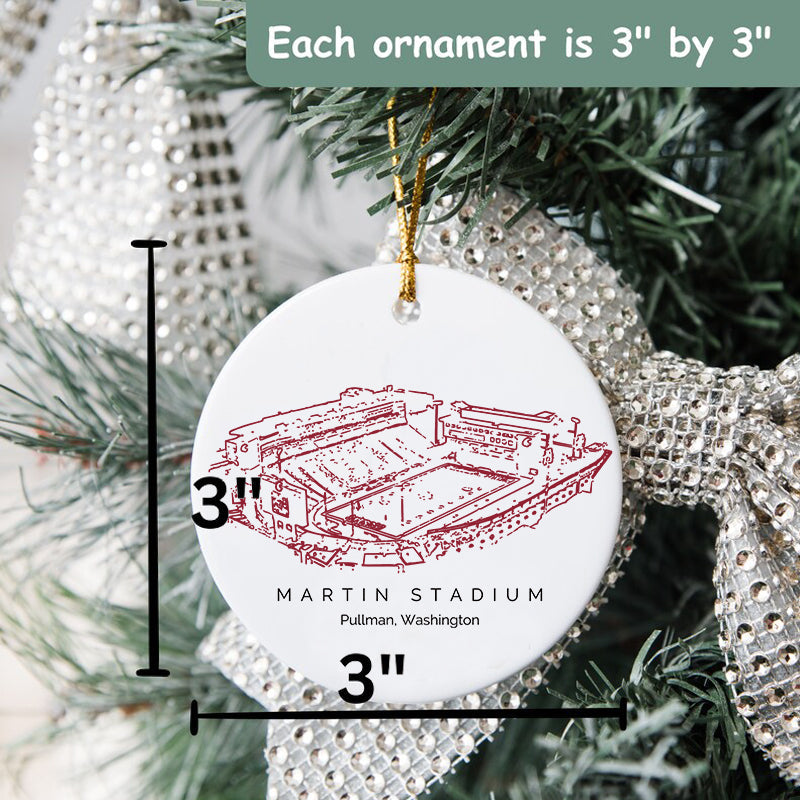 Martin Stadium College Football Ceramic Christmas Ornament
