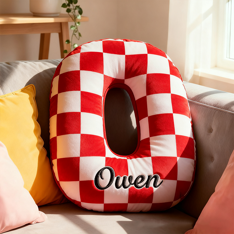 Personalized 3d Printed Racing Car Letter Checkered Flag Pattern Pillow, A Christmas Gift For Racing Enthusiasts.