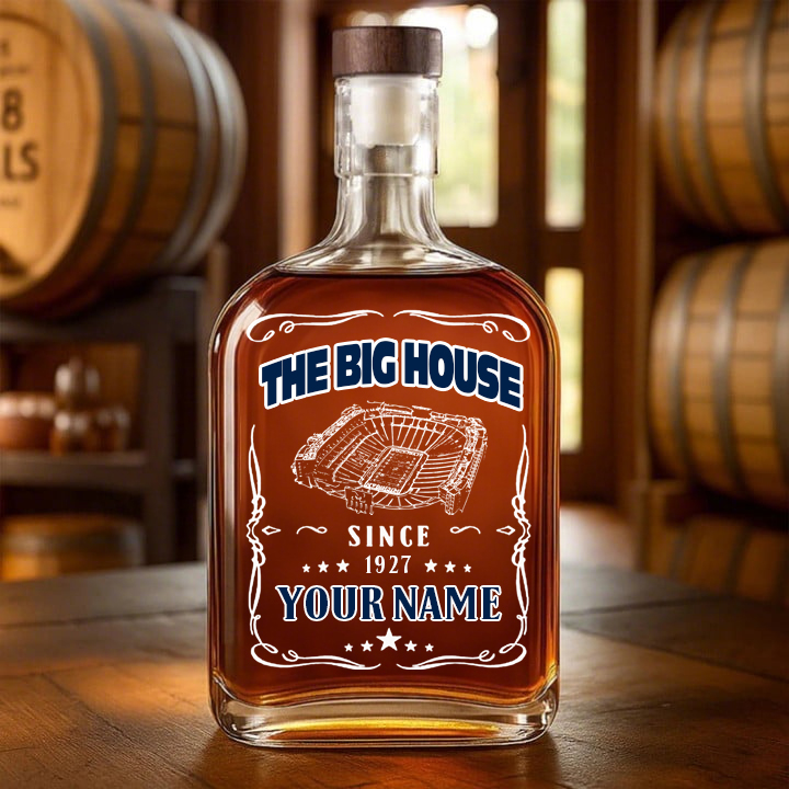 THE BIG HOUSE Stadium-Michigan Wolverines Football Whiskey Bottle Decanter