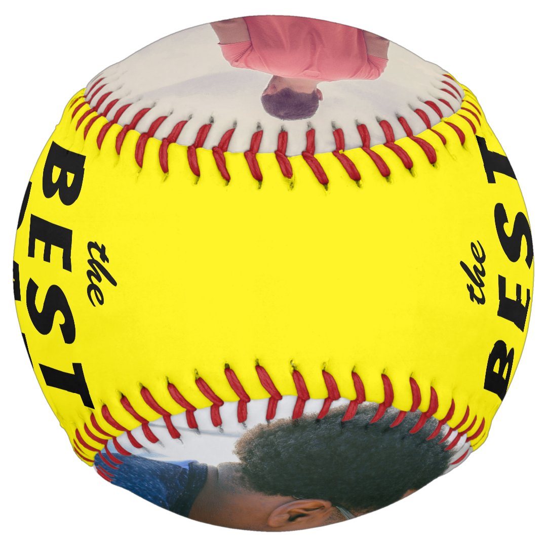 Yellow Best Dad Ever 2 Photo Collage Softball