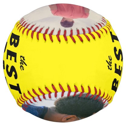 Yellow Best Dad Ever 2 Photo Collage Softball