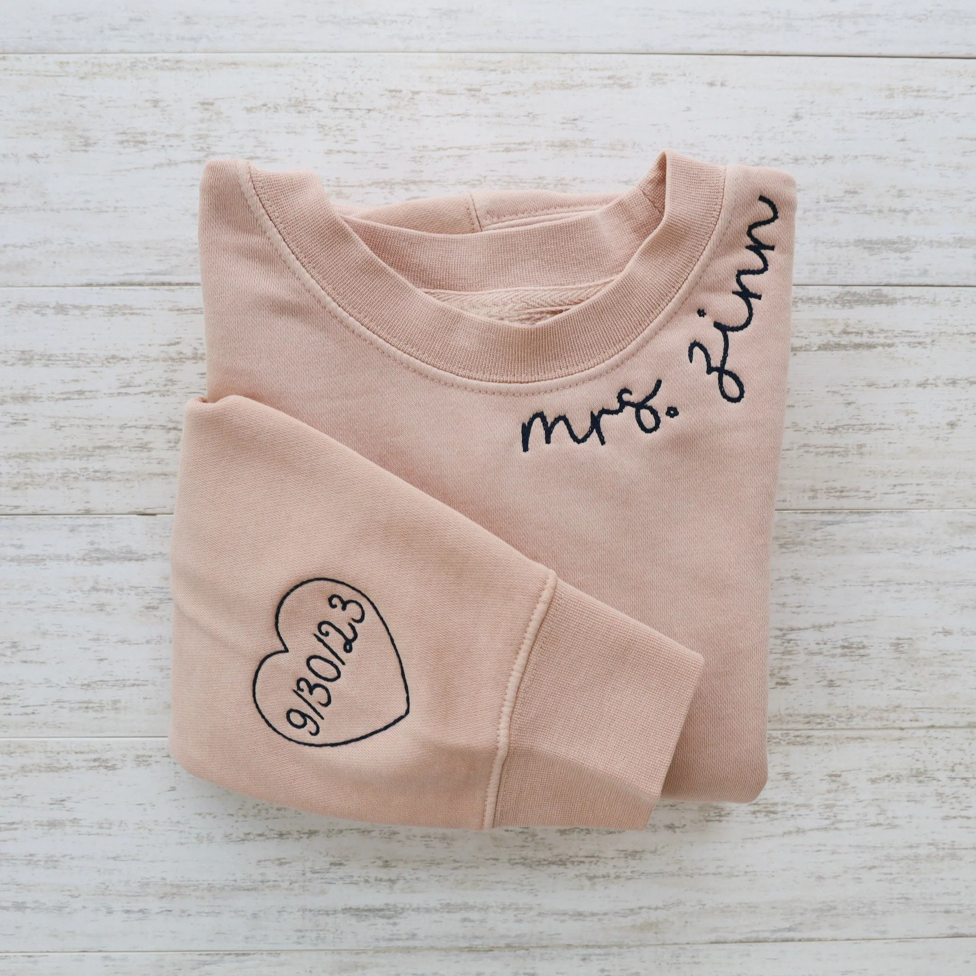 CUSTOM EMBROIDERED CREW-Custom Mrs. Embroidered Crewneck Sweatshirt