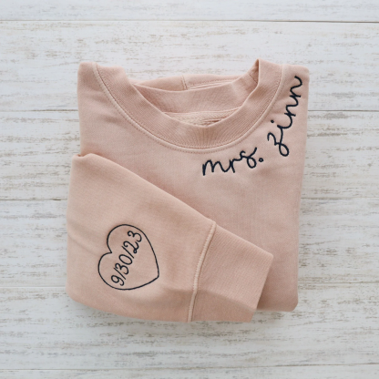 CUSTOM EMBROIDERED CREW-Custom Mrs. Embroidered Crewneck Sweatshirt