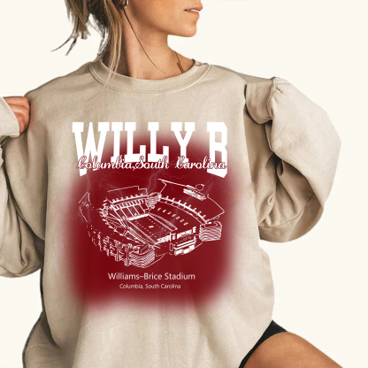 Retro Williams-Brice Stadium Printing Unisex Crewneck Hoodie