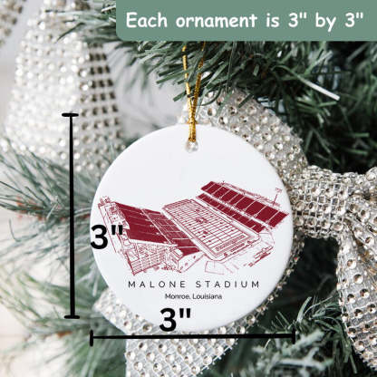 Malone Stadium College Football Ceramic Christmas Ornament
