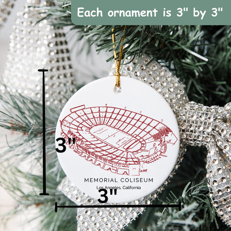 Los Angeles Memorial Coliseum College Football Ceramic Christmas Ornament