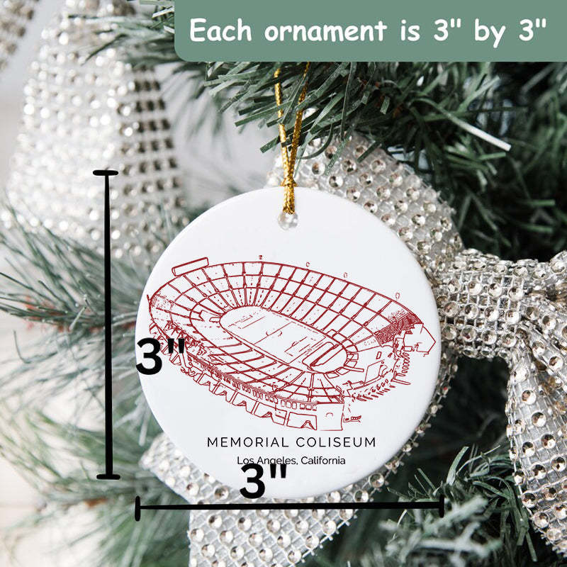 Los Angeles Memorial Coliseum College Football Ceramic Christmas Ornament