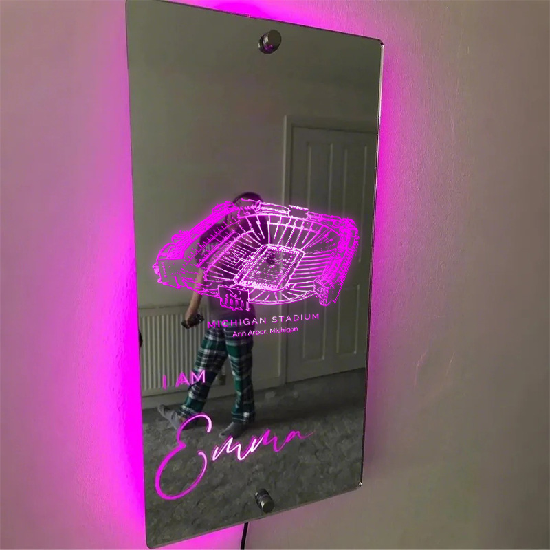 🦁Number One Fan Michigan Stadium Mirror Light- Michigan Wolverines、NCAA