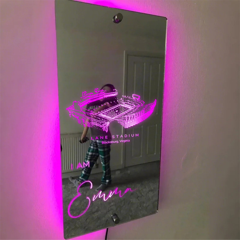 🦃Number One Fan Lane Stadium Mirror Light-Virginia Tech Hokies、NCAA