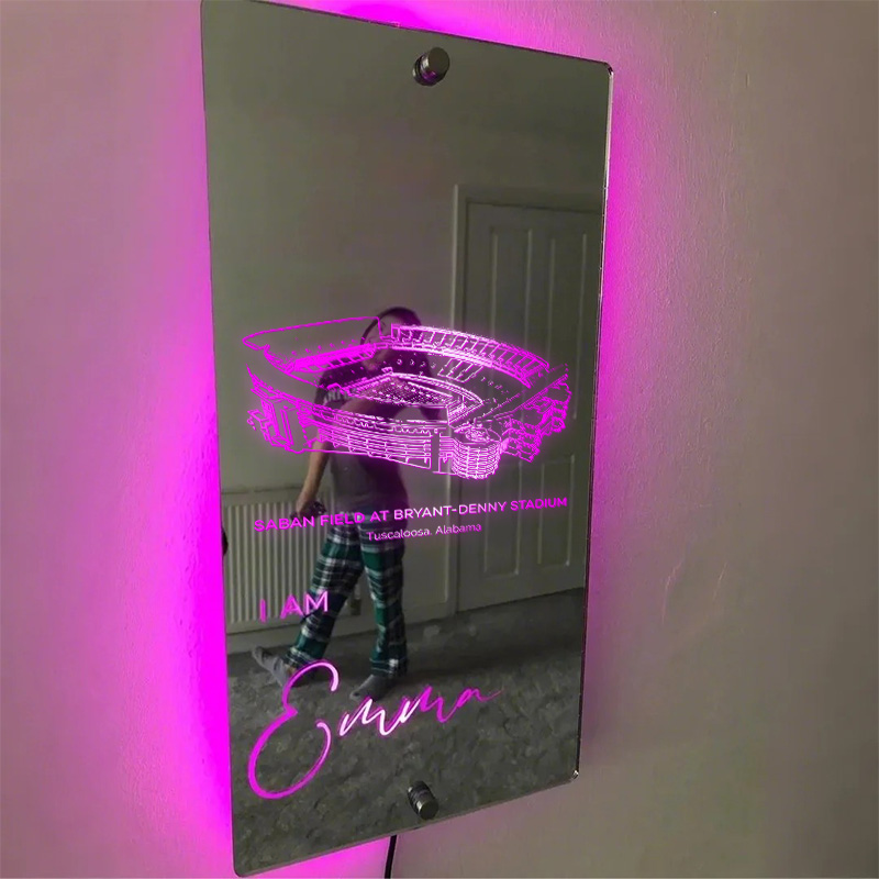 🐘Number One Fan Bryant-Denny Stadium Alabama Mirror Light - Alabama Crimson Tide、NCAA