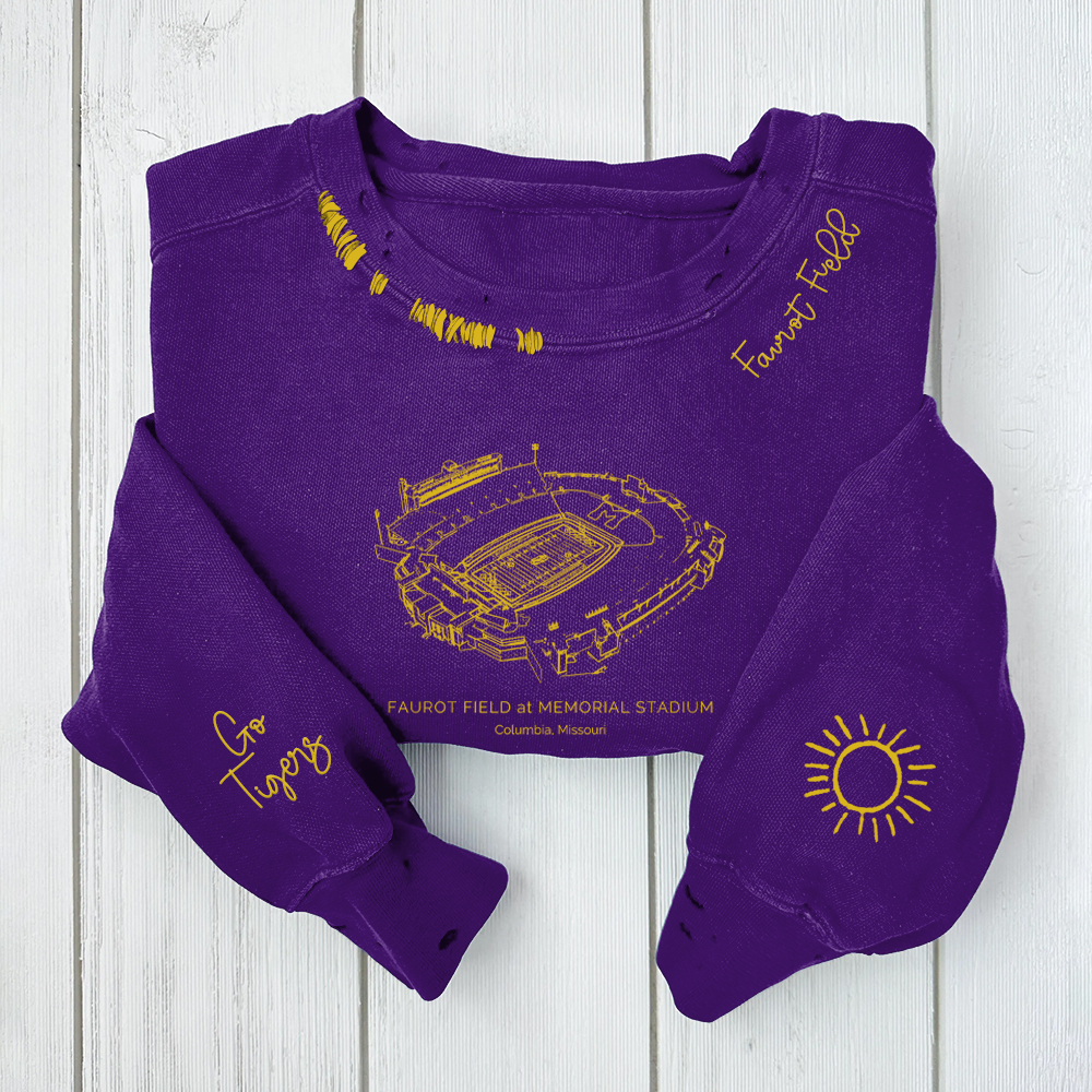 Faurot Field-Missouri Tigers Alumni Distressed Monogram Chain Stitch Sweatshirt-Vintage Class of 2025 Hoodie