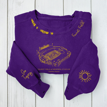 Faurot Field-Missouri Tigers Alumni Distressed Monogram Chain Stitch Sweatshirt-Vintage Class of 2025 Hoodie