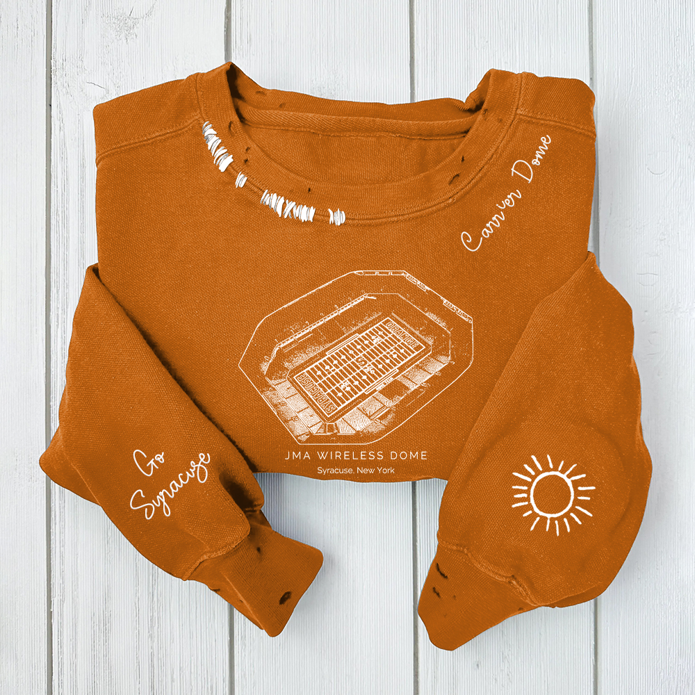 JMA Wireless Dome-Syracuse Orange Alumni Distressed Monogram Chain Stitch Sweatshirt-Vintage Class of 2025 Hoodie