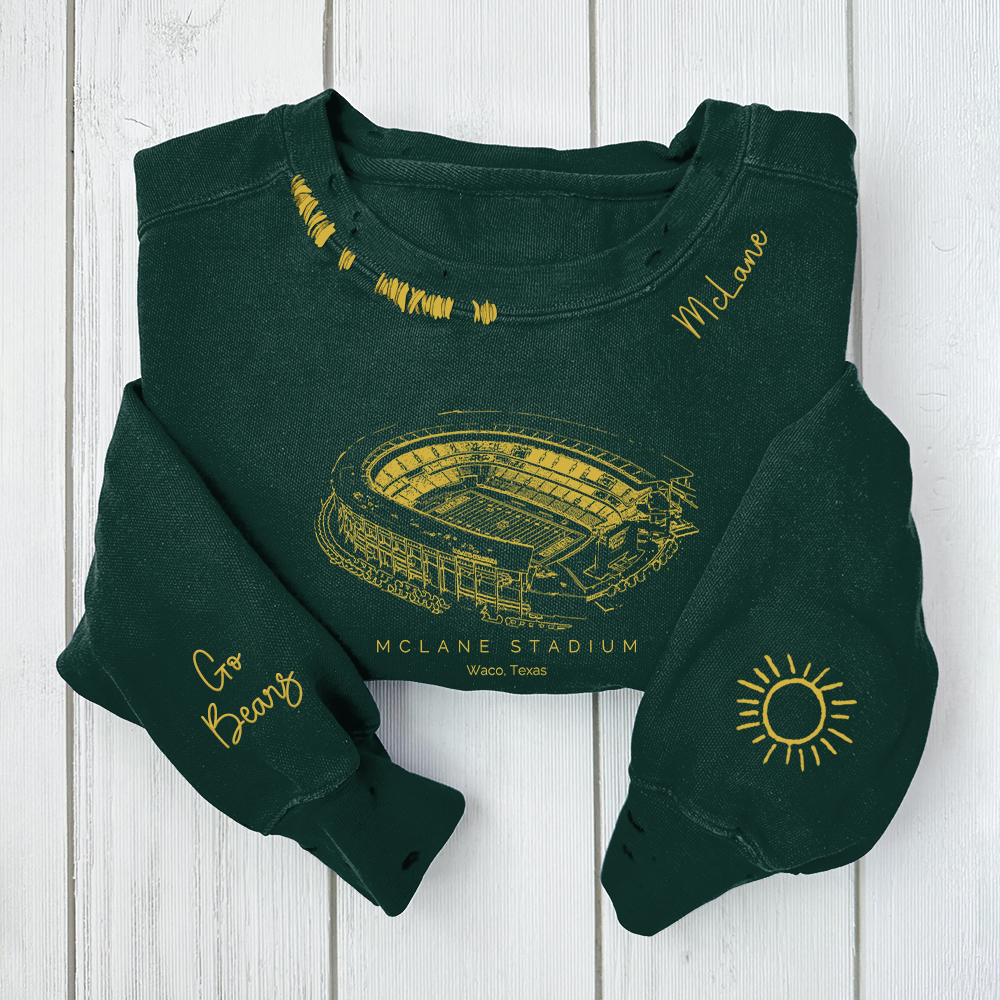 McLane Stadium-Baylor Bears Alumni Distressed Monogram Chain Stitch Sweatshirt-Vintage Class of 2025 Hoodie