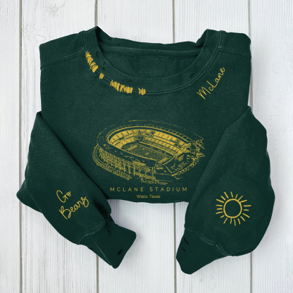 McLane Stadium-Baylor Bears Alumni Distressed Monogram Chain Stitch Sw