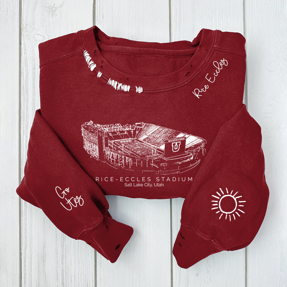Rice-Eccles Stadium-Utah Utes Alumni Distressed Monogram Chain Stitch Sweatshirt-Vintage Class of 2025 Hoodie