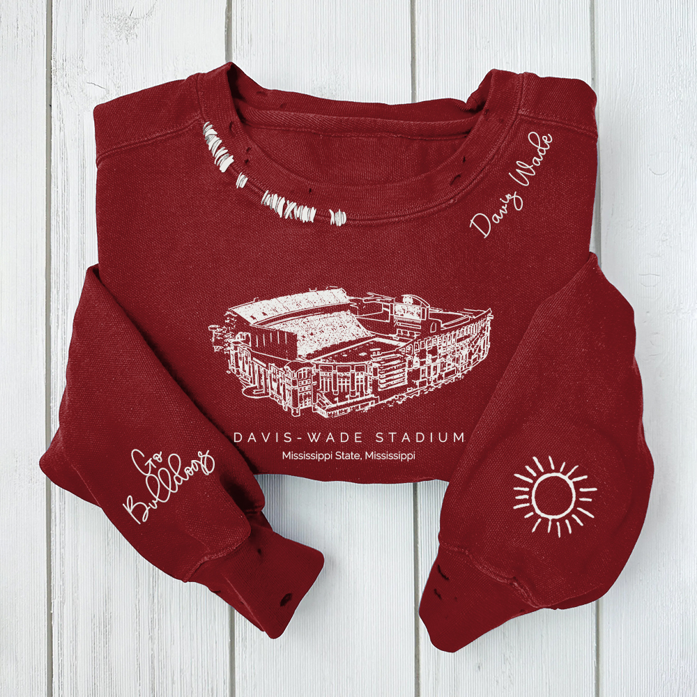 Davis Wade Stadium-Mississippi State Bulldogs Alumni Distressed Monogr