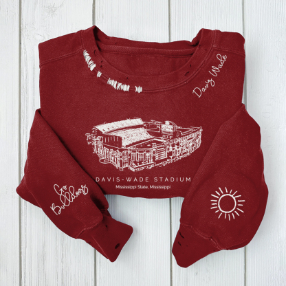 Davis Wade Stadium-Mississippi State Bulldogs Alumni Distressed Monogr