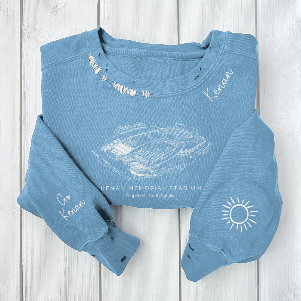 Kenan Memorial Stadium-North Carolina Tar Heels Alumni Distressed Monogram Chain Stitch Sweatshirt-Vintage Class of 2025 Hoodie