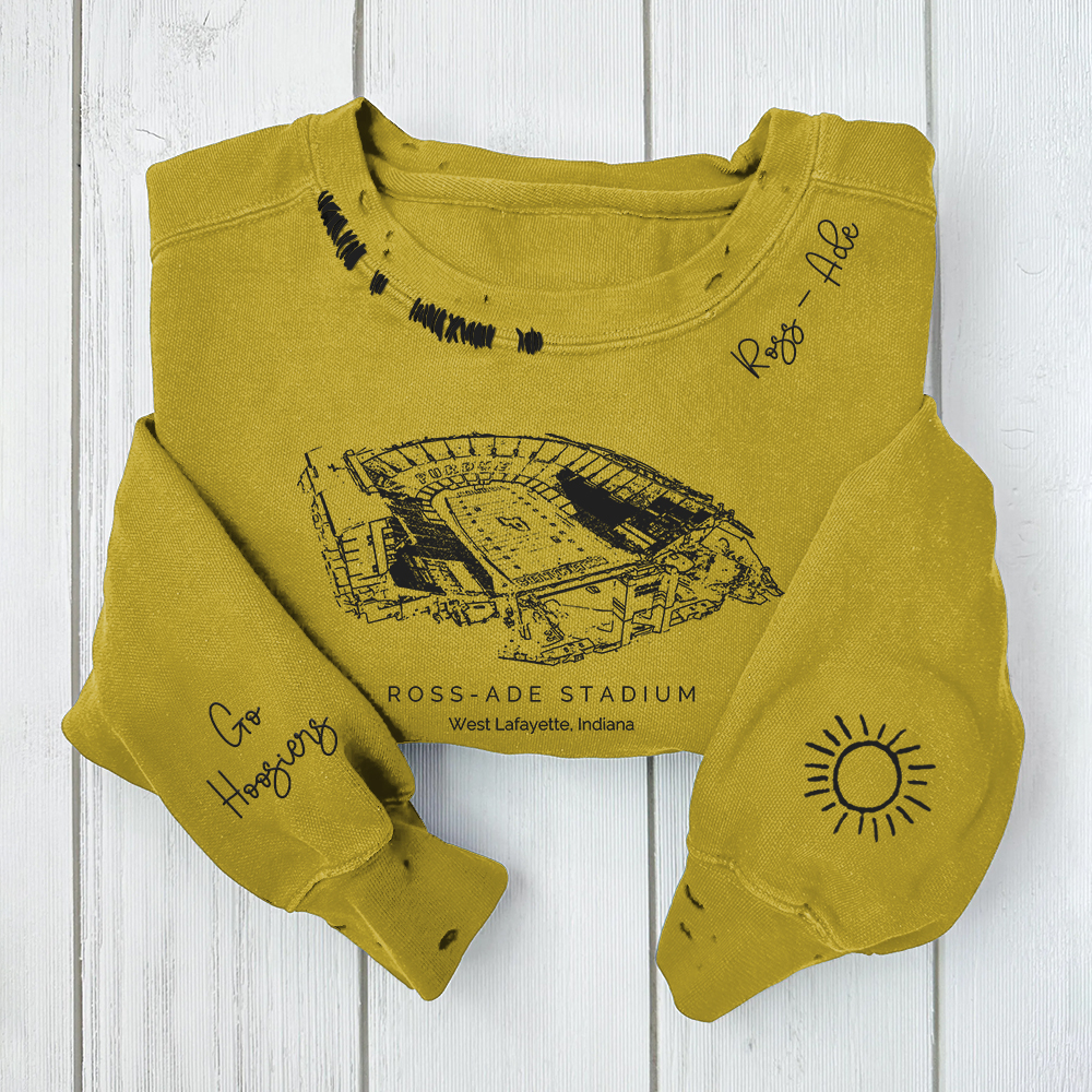 Ross–Ade Stadium-Purdue Boilermakers Alumni Distressed Monogram Chain Stitch Sweatshirt-Vintage Class of 2025 Hoodie