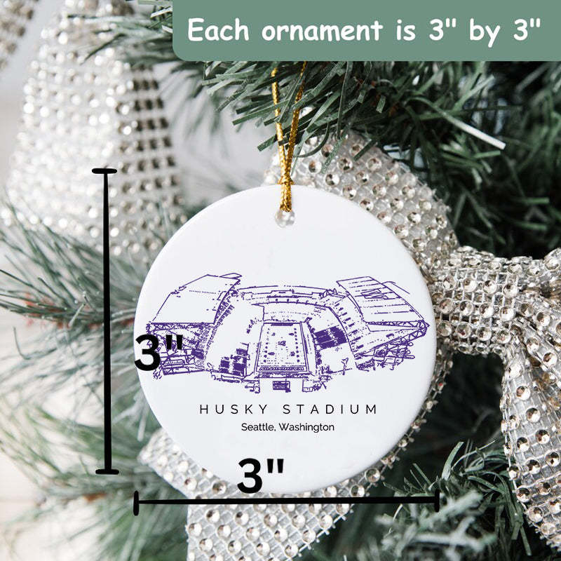 Husky Stadium College Football Ceramic Christmas Ornament