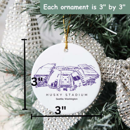 Husky Stadium College Football Ceramic Christmas Ornament