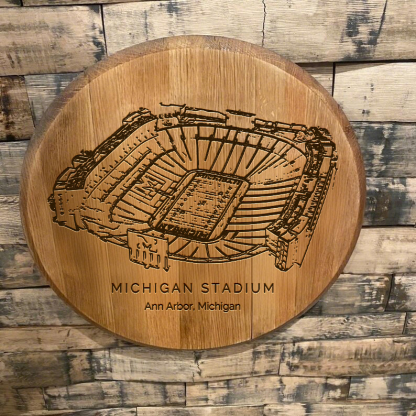 Michigan Stadium Laser-Engraved Barrel Heads