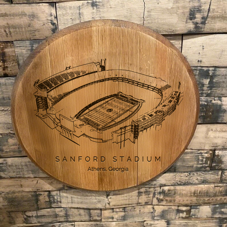 Sanford Stadium Laser-Engraved Barrel Heads