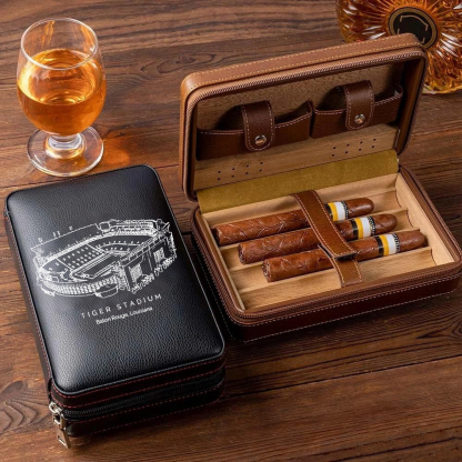 Personalized Tiger Stadium Portable Cigar Humidor Case, The Perfect Christmas Gift For Men's Cigar Lovers.