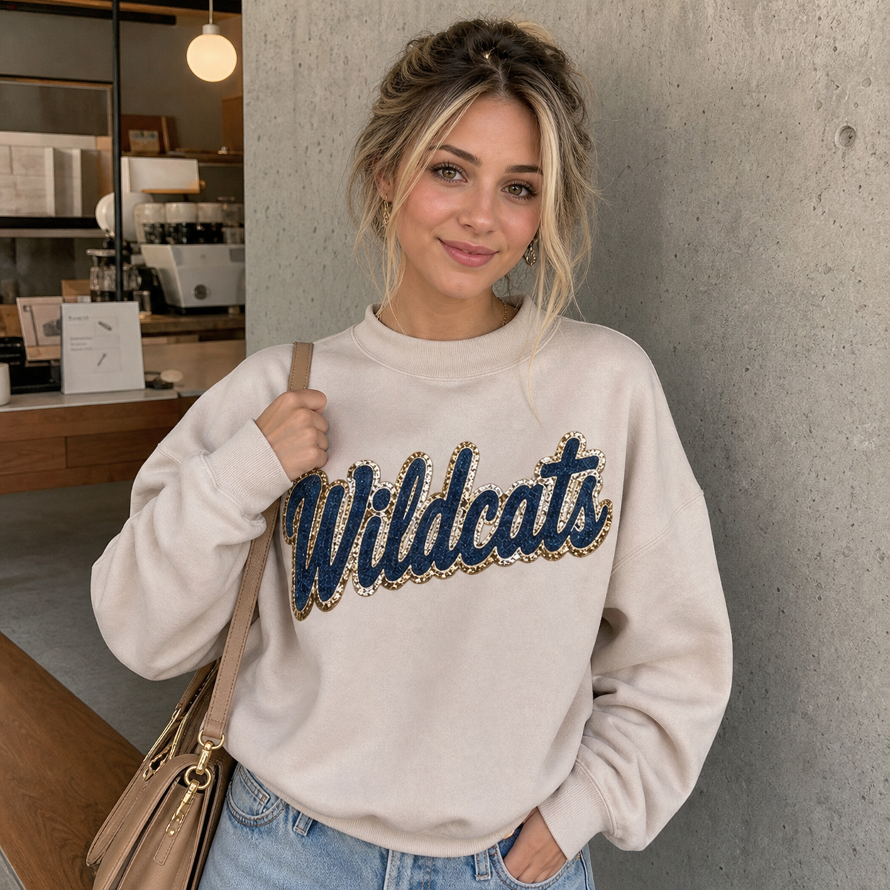 Custom Script Team Name Mockneck Sweatshirt