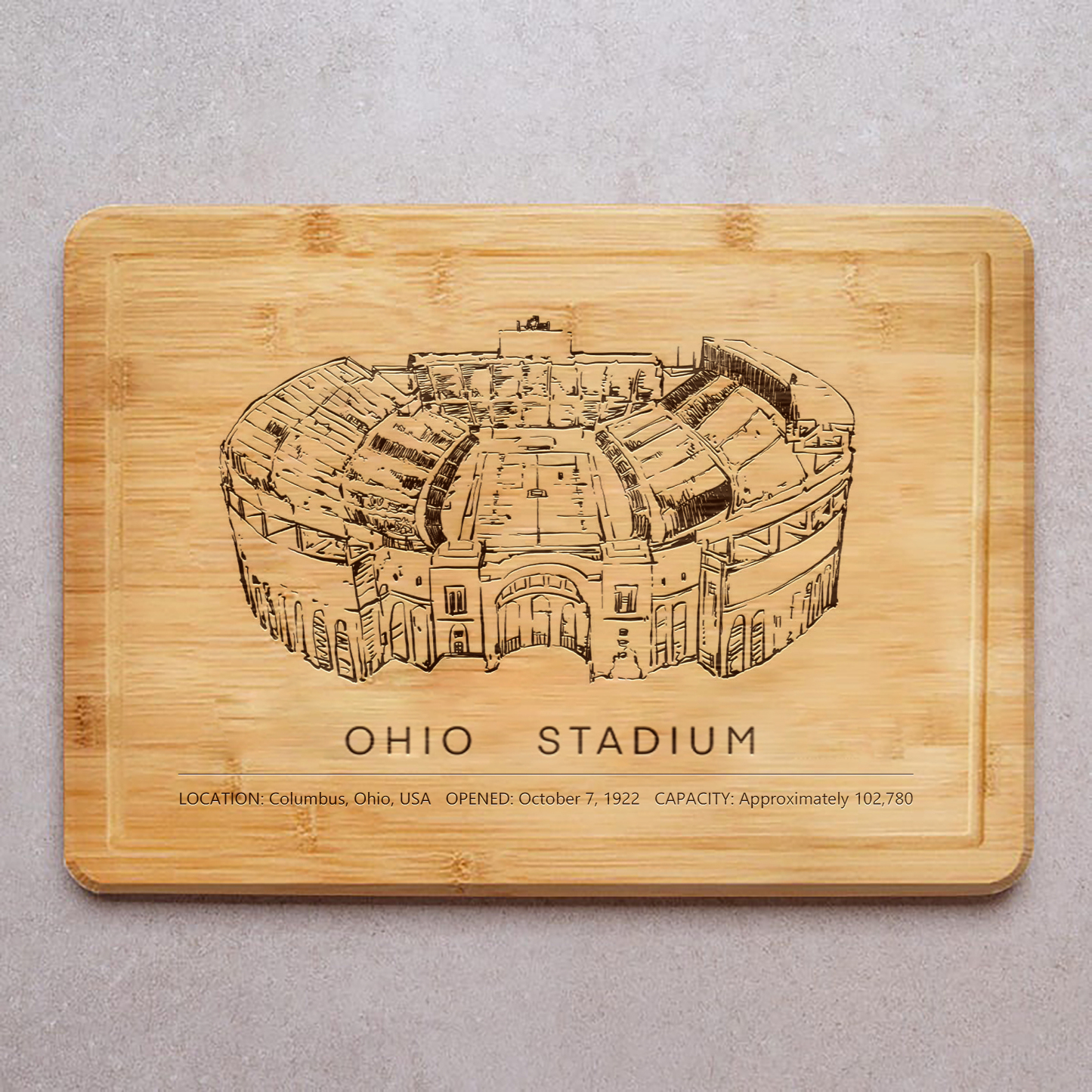 Ohio Stadium Laser Engraved Chopping Board.